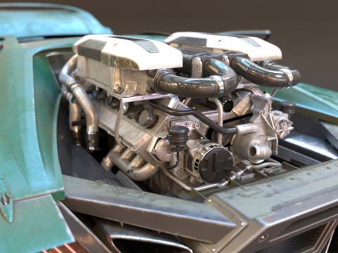 Cyberpunk car concept 3D 模型