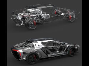 Concept car and chassis 3Dモデル