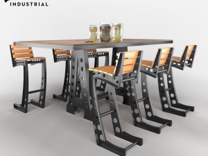 chair and table vintage industrial 3D 모델