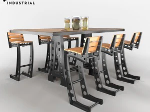 chair and table vintage industrial 3D Model