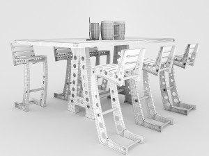 chair and table vintage industrial 3D Модель