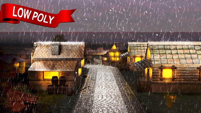 low poly medieval town set 3D 模型 .c4d .max .obj .3ds .fbx .stl .blend 
