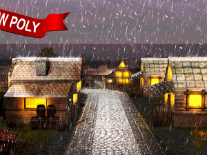 low poly medieval town set 3D 모델