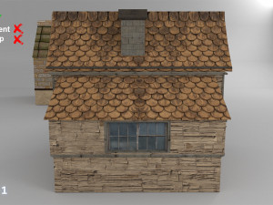 low poly medieval town set 3D 模型