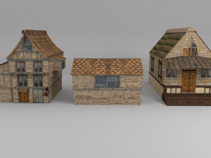 low poly medieval town set 3D 模型