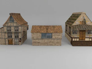 laag poly middeleeuwse stadsset 3D Model