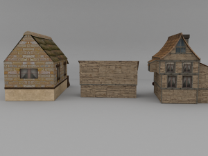 low poly medieval town set 3D 模型