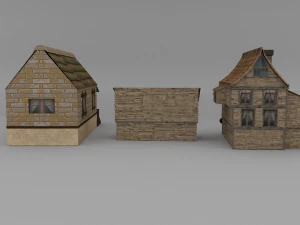 laag poly middeleeuwse stadsset 3D Model