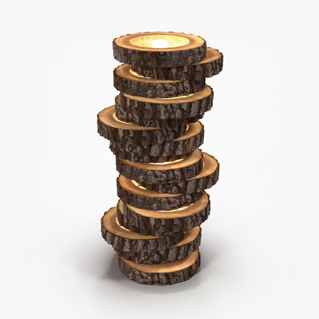 floor lamp - log 3D Model .c4d .max .obj .3ds .fbx .stl .blend 