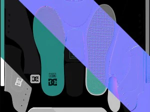 DC Shoes - Flash TX Schwarz-T&uuml;rkis 3D Modell