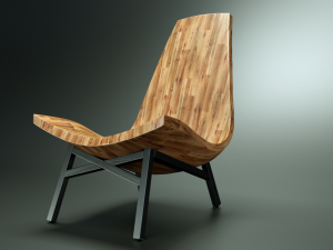 american modern wooden chair Modello 3D
