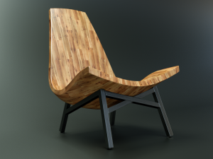 american modern wooden chair Modello 3D