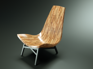 american modern wooden chair Modello 3D