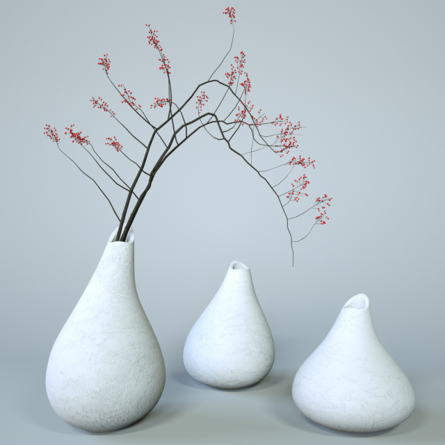 minimalistic ceramic vase set 3D Model .c4d .max .obj .3ds .fbx .stl .blend 
