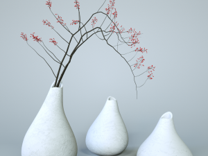 minimalistic ceramic vase set 3D Model
