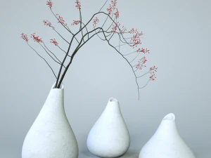 juego de jarrones de cer&aacute;mica minimalista Modelo 3D