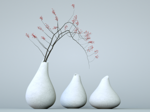 minimalistic ceramic vase set 3D Model