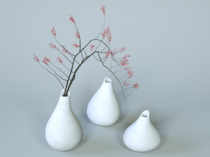 minimalistic ceramic vase set 3D Model