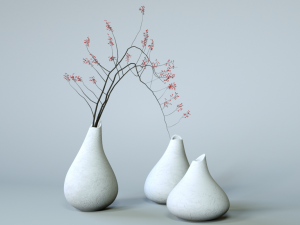 minimalistic ceramic vase set 3D Model