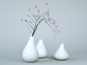 minimalistic ceramic vase set 3D Model