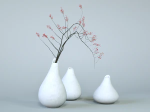minimalistic ceramic vase set 3D Model