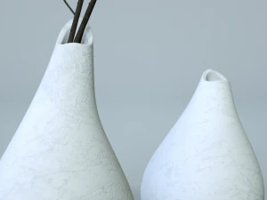 minimalistic ceramic vase set 3D Model