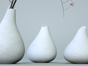 minimalistic ceramic vase set 3D Model