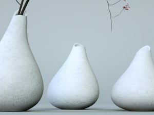 minimalistic ceramic vase set 3D Model