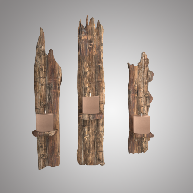 wooden shelf for candles Modelo 3D .c4d .max .obj .3ds .fbx .stl .blend 