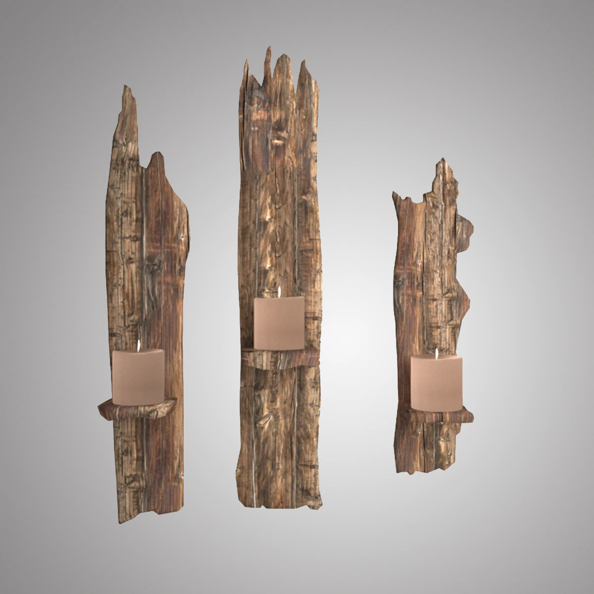 wooden shelf for candles 3D Model .c4d .max .obj .3ds .fbx .stl .blend 