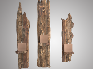 wooden shelf for candles 3D Model