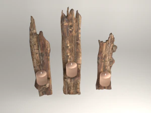 wooden shelf for candles 3D Model