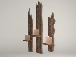 wooden shelf for candles 3D Model