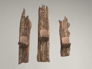 wooden shelf for candles 3D Model