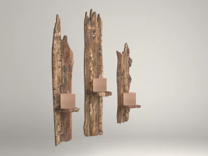 wooden shelf for candles 3D Model