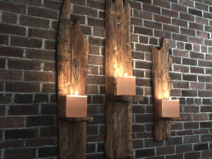 wooden shelf for candles 3D Model