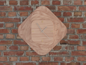 designer clock made of wood 3D Model