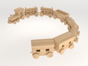 toy of wooden locomotive Modèle 3D