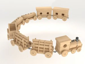 toy of wooden locomotive 3D Model