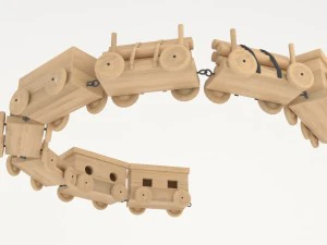 toy of wooden locomotive 3D Model