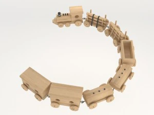 toy of wooden locomotive 3D Model