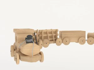 toy of wooden locomotive 3D Model