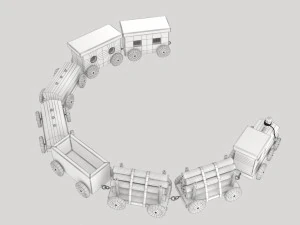 toy of wooden locomotive 3D Model