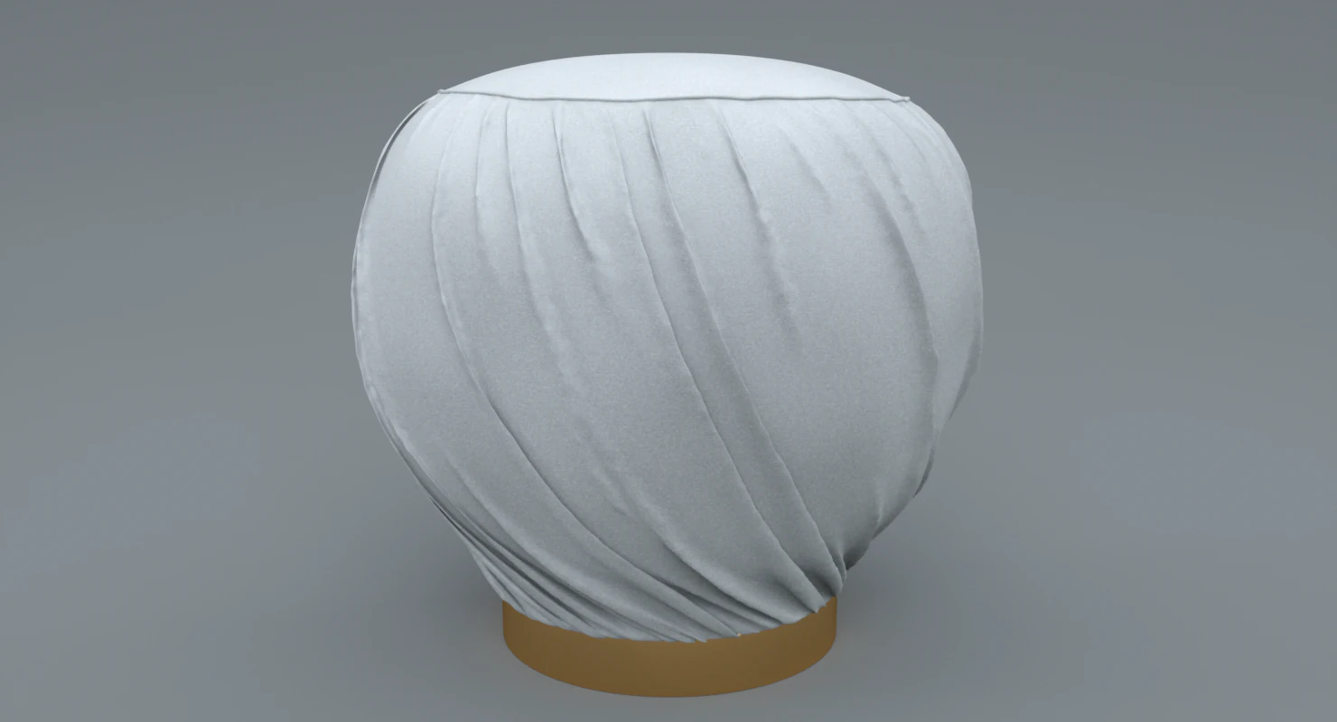 pleated grey ottoman-stool 3D Model .c4d .max .obj .3ds .fbx .stl .blend 