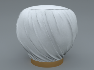 pleated grey ottoman-stool 3D Model