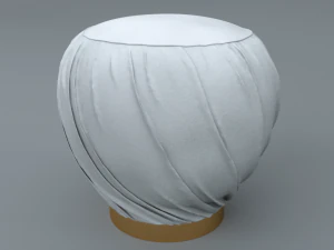 pleated grey ottoman-stool 3D Model