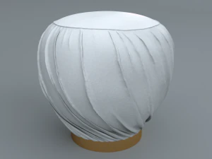 pleated grey ottoman-stool 3D Model