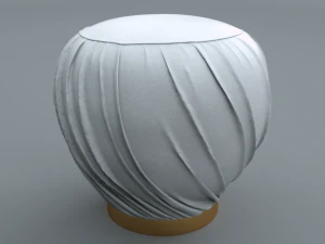 pleated grey ottoman-stool 3D Model