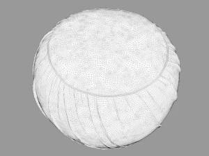 pleated grey ottoman-stool 3D Model