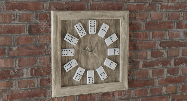 wooden domino clock 3D 모델 .c4d .max .obj .3ds .fbx .stl .blend 